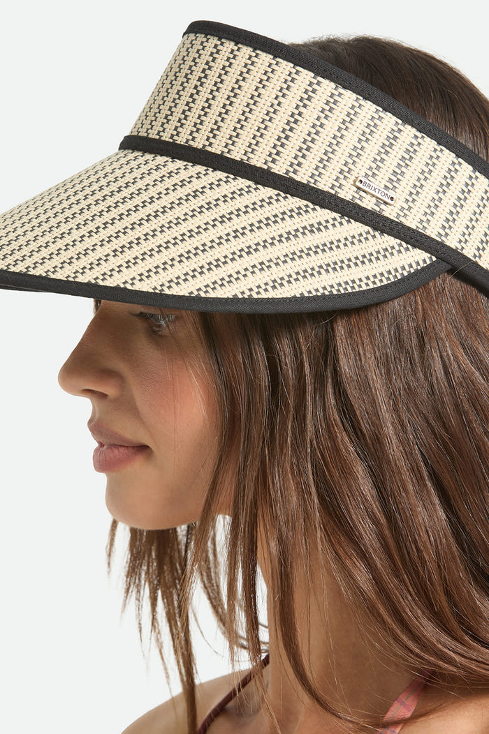 Women's Newport Straw Visor in the color Black/Natural - Women's Side View