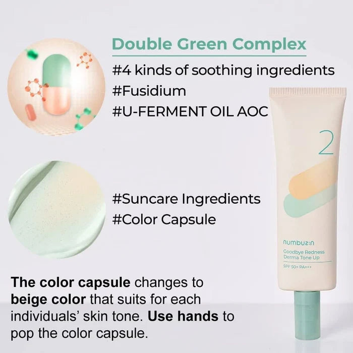 Numbuzin No.2 Goodbye Redness Derma Tone Up 50ml | GlamTouch UK