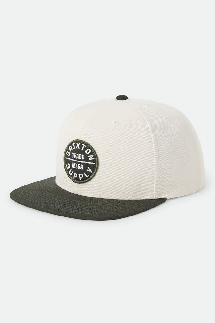 Unisex Oath III Snapback in the color Wax Paper/Dark Olive - Front Product View