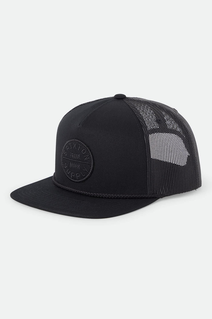 Unisex Oath Trucker Hat in the color Black/Black/Black - Front Product View