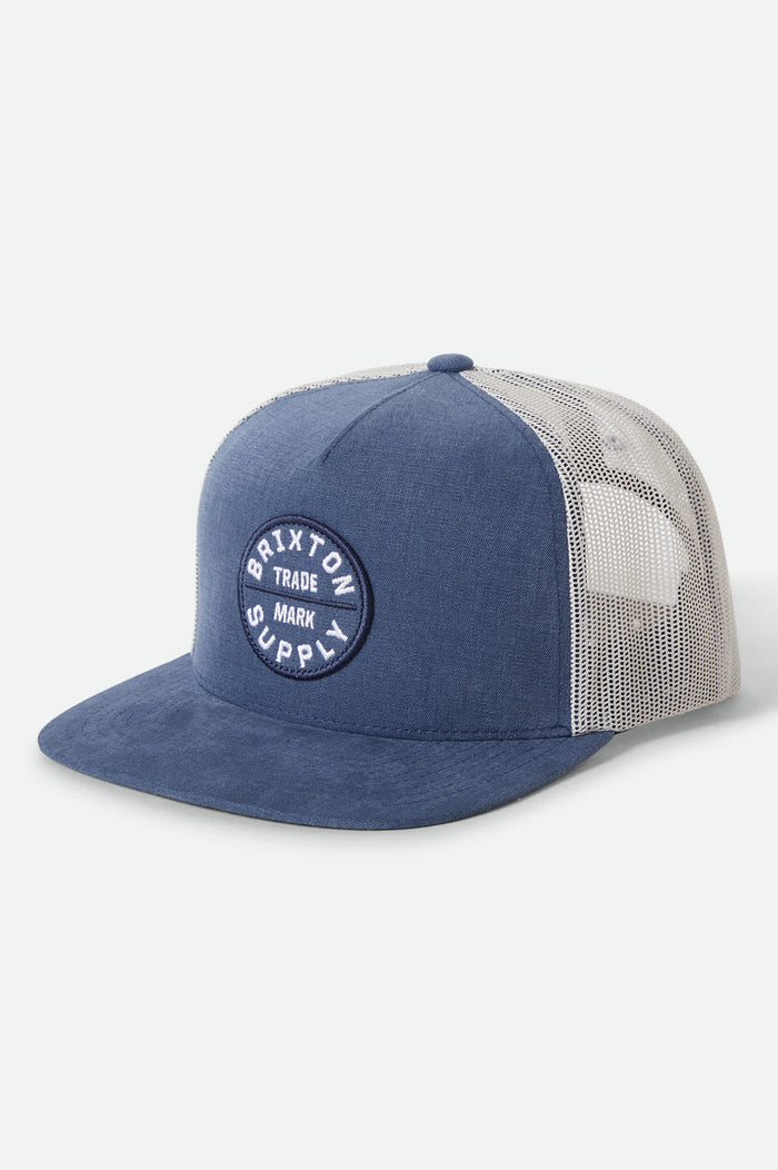 Unisex Oath Trucker Hat in the color Blue Chambray/White - Front Product View