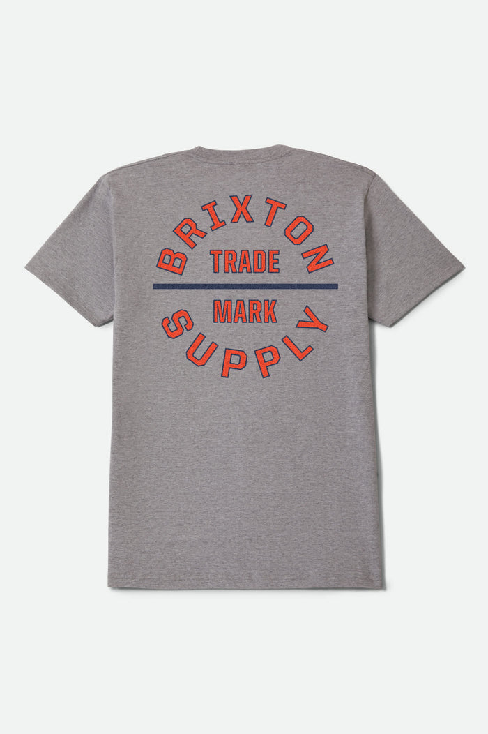 Oath V Short Sleeve T-Shirt - Heather Grey/Lava Red/Midnight Blue