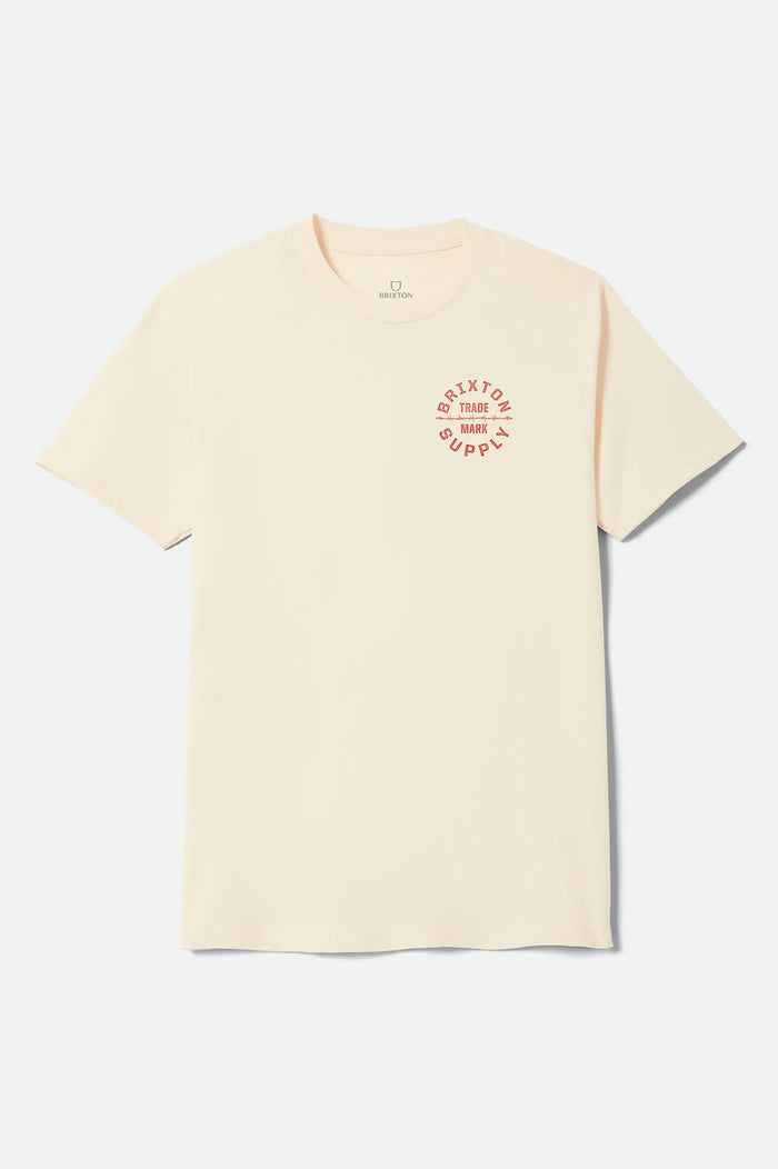 Men's Oath V Standard T-Shirt in the color Cream/Brick Red - Front Product View
