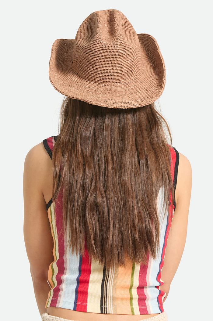 Women's Odessa Straw Packable Cowboy Hat in the color Italian Clay - Women's Back View