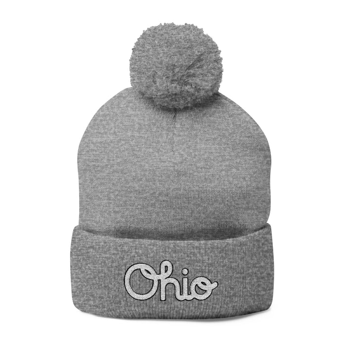 Ohio Embroidered Pom-Pom Knit Cap