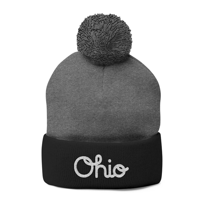 Ohio Embroidered Pom-Pom Knit Cap