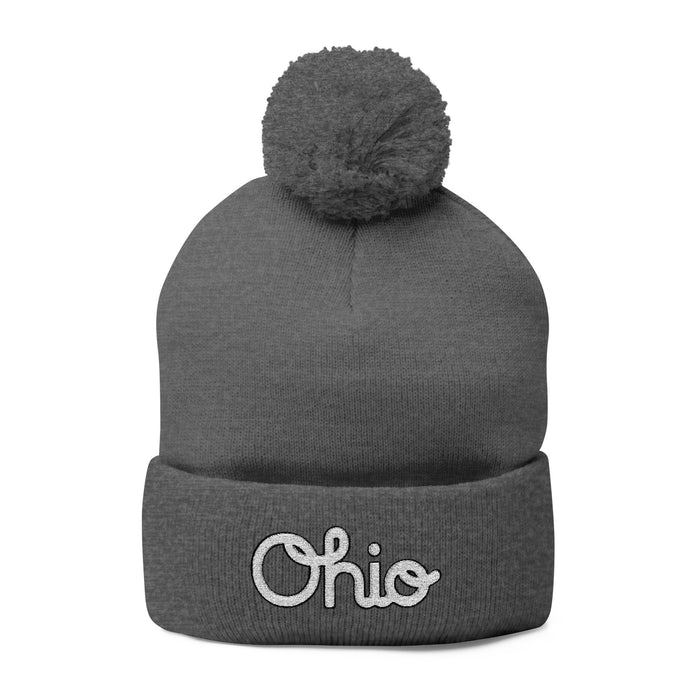 Ohio Embroidered Pom-Pom Knit Cap