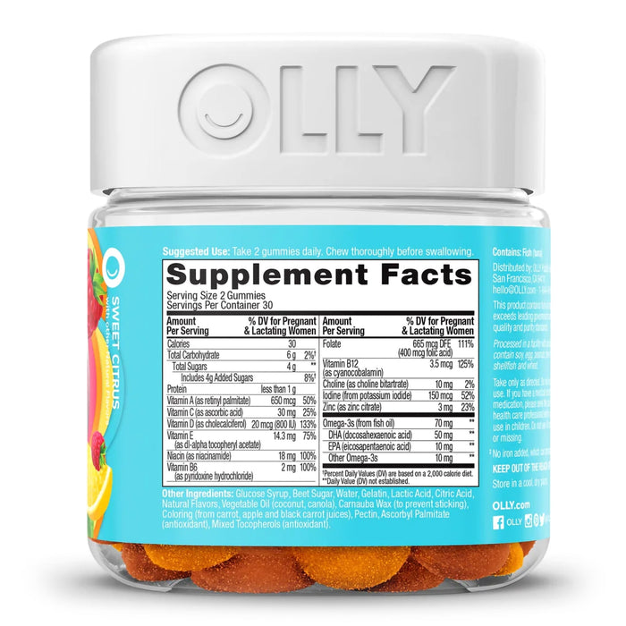 OLLY Prenatal Multivitamin Gummy with Folic Acid and DHA, 60 ct - 85815800504 - LL Medico