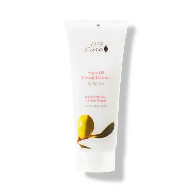 Organic Argan Oil Creamy Cleanser - 100% Pure for dry skin, moisturizing formula for gentle makeup removal.