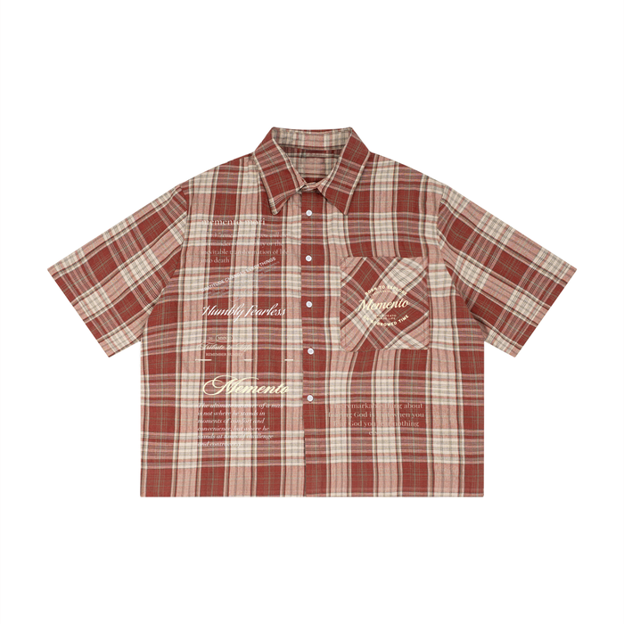 Unisex Plaid Boxy Short Sleeve Shirt - Memento Mori Clothing