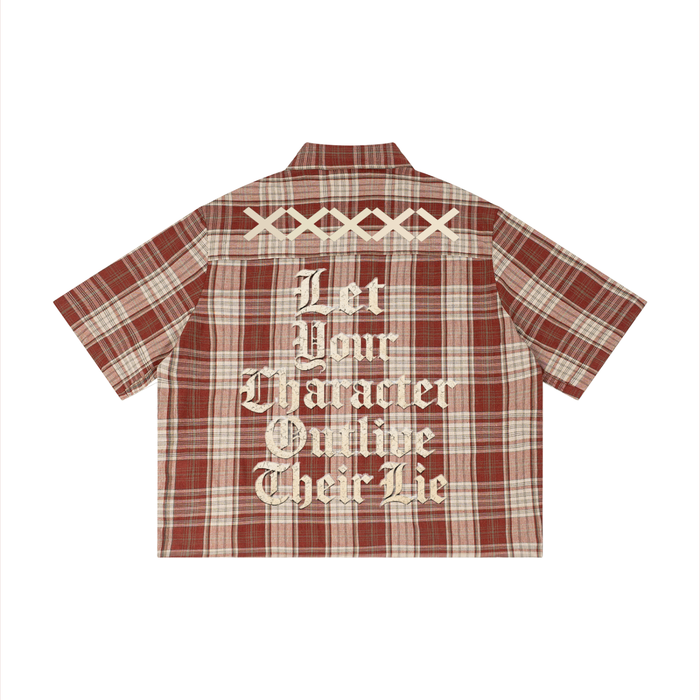 Unisex Plaid Boxy Short Sleeve Shirt - Memento Mori Clothing
