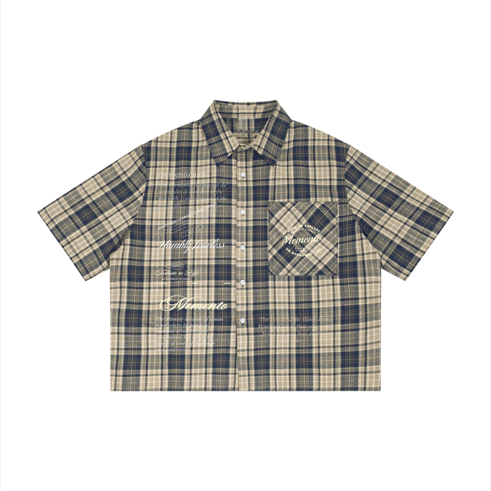 Unisex Plaid Boxy Short Sleeve Shirt - Memento Mori Clothing