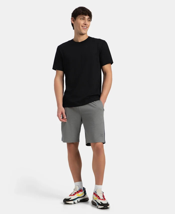 Pack of 2 Super Combed Cotton Rich Regular Fit Shorts with Side Pockets - Black & Performance Grey