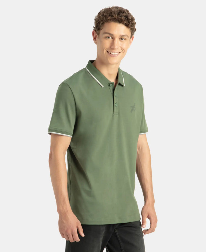 Pack of 2 Super Combed Cotton Rich Solid Half Sleeve Polo T-Shirt - Desert Taupe & Iceberg Green