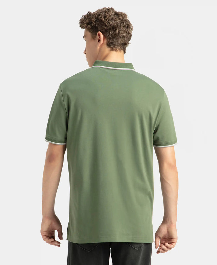 Pack of 2 Super Combed Cotton Rich Solid Half Sleeve Polo T-Shirt - Desert Taupe & Iceberg Green