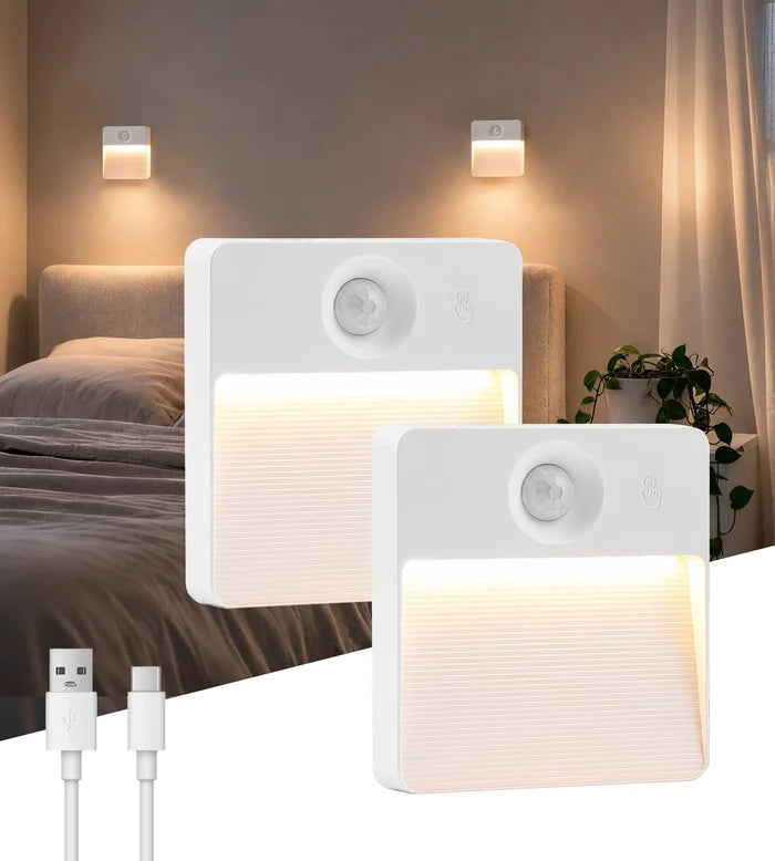 Pack x 2 Veilleuses Intérieures CUBA LED à Détection de Mouvement - Lumihome