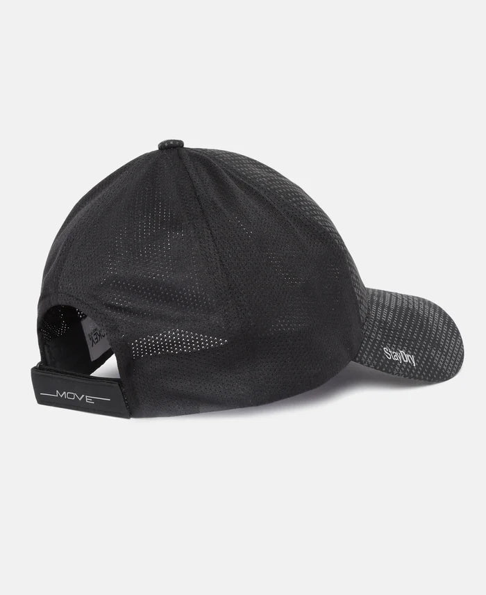 Polyester Printed Cap with Adjustable Back Closure and StayDry Technology - Black