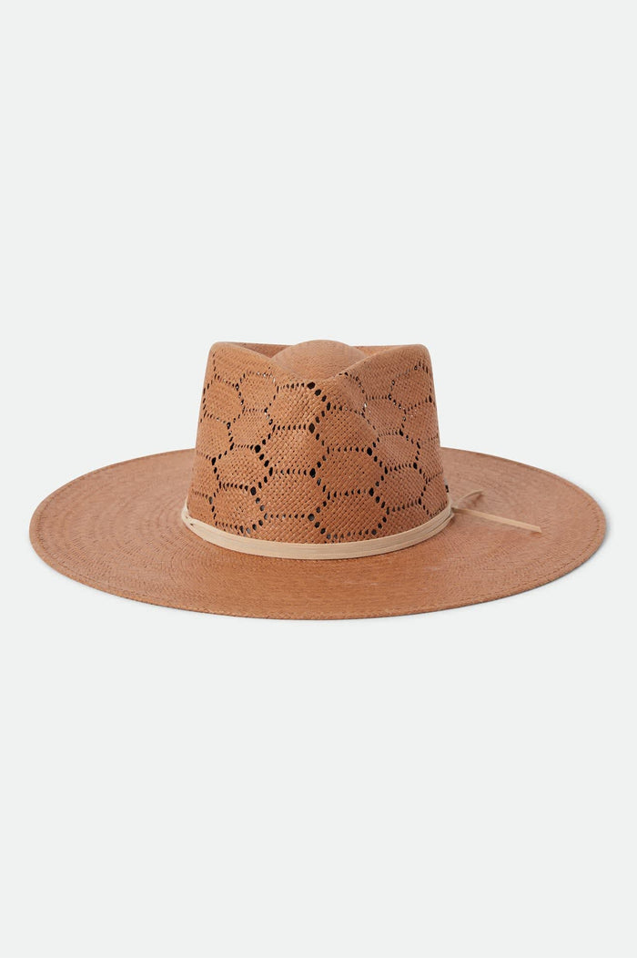 Women's Porto Straw Fedora in the color Italian Clay - Additional Laydown image