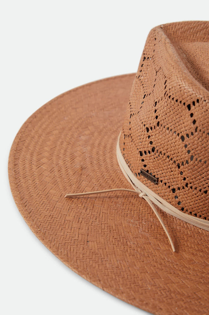 Women's Porto Straw Fedora in the color Italian Clay - Additional Laydown image