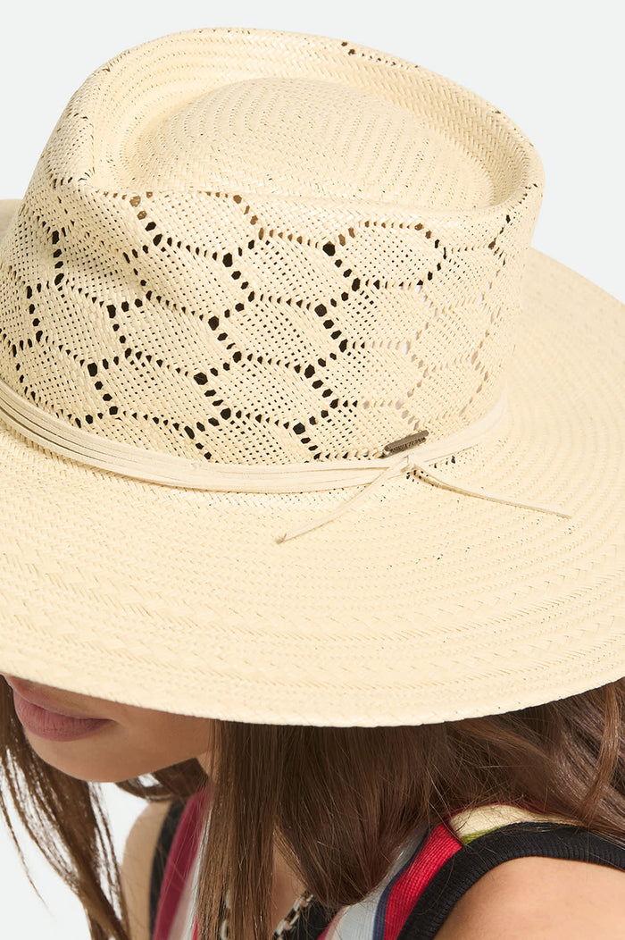 Women's Porto Straw Fedora in the color Natural - Additional Fit image