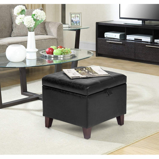 Pouf de rangement carré capitonné Orella 17,7 po