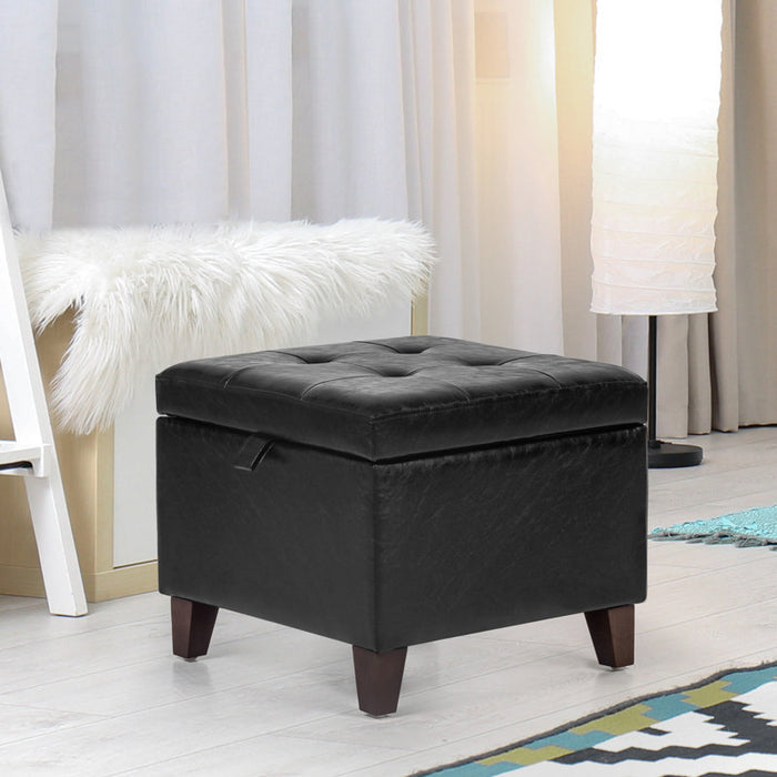 Pouf de rangement carré capitonné Orella 17,7 po