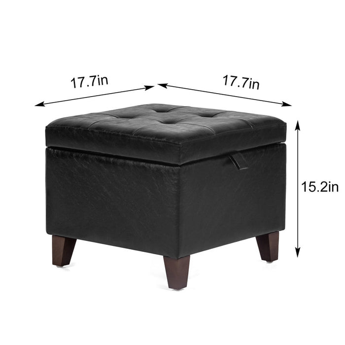 Pouf de rangement carré capitonné Orella 17,7 po