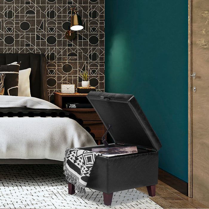 Pouf de rangement carré capitonné Orella 17,7 po