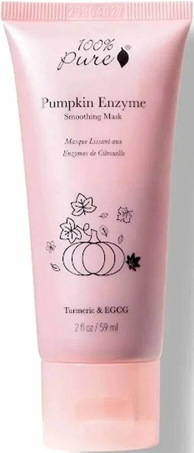 100% Pure Pumpkin Enzyme Smoothing Mask tube with illustration and details, 59 ml size for healthy skin.