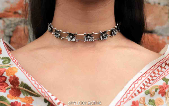 Qurbat Intricate Flower Statement Choker