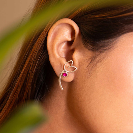 Qurbat Pink Tulip studs