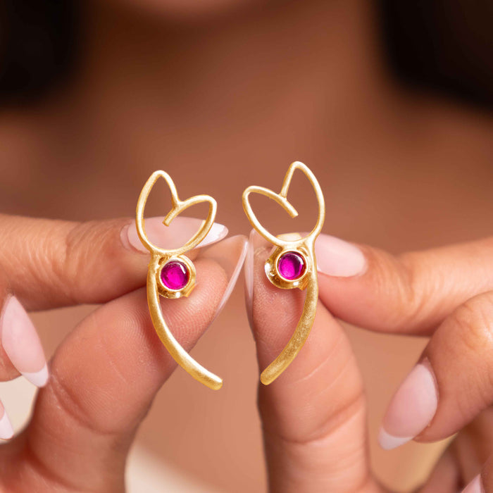Qurbat Pink Tulip studs