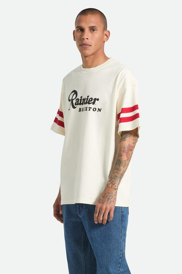 Men's Rainier 1878 Short Sleeve Oversized T-Shirt in the color Natural - Men's Side View