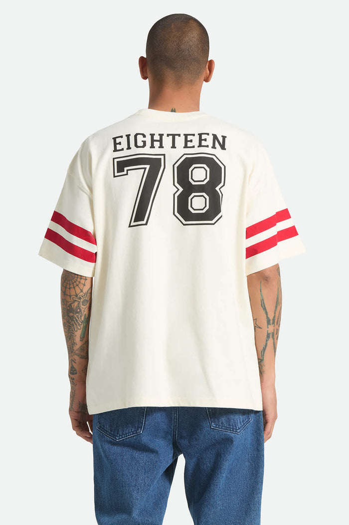 Men's Rainier 1878 Short Sleeve Oversized T-Shirt in the color Natural - Men's Back View