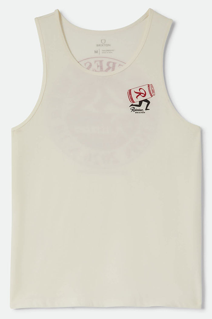 Men's Rainier Beer Run Tank in the color Natural - Front Product View