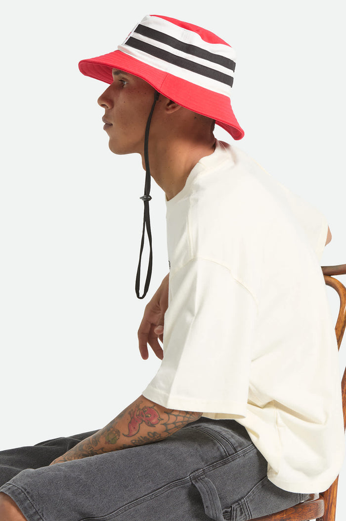 Unisex Rainier X Brixton Boonie in the color Natural/Red - Men's Side View