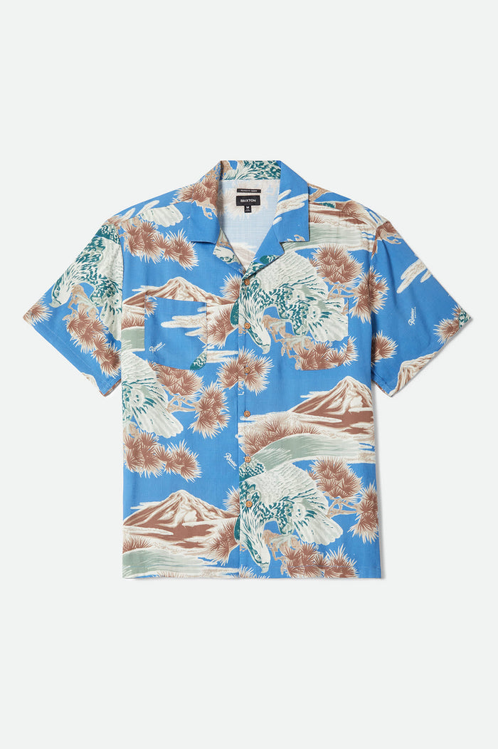 Men's Rainier X Brixton Short Sleeve Shirt in the color Blue Sky - Front Product View