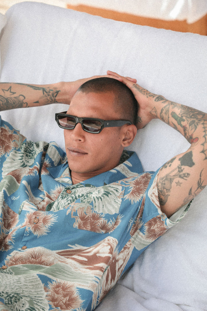 Men's Rainier X Brixton Short Sleeve Shirt in the color Blue Sky - Men's Lifestyle image