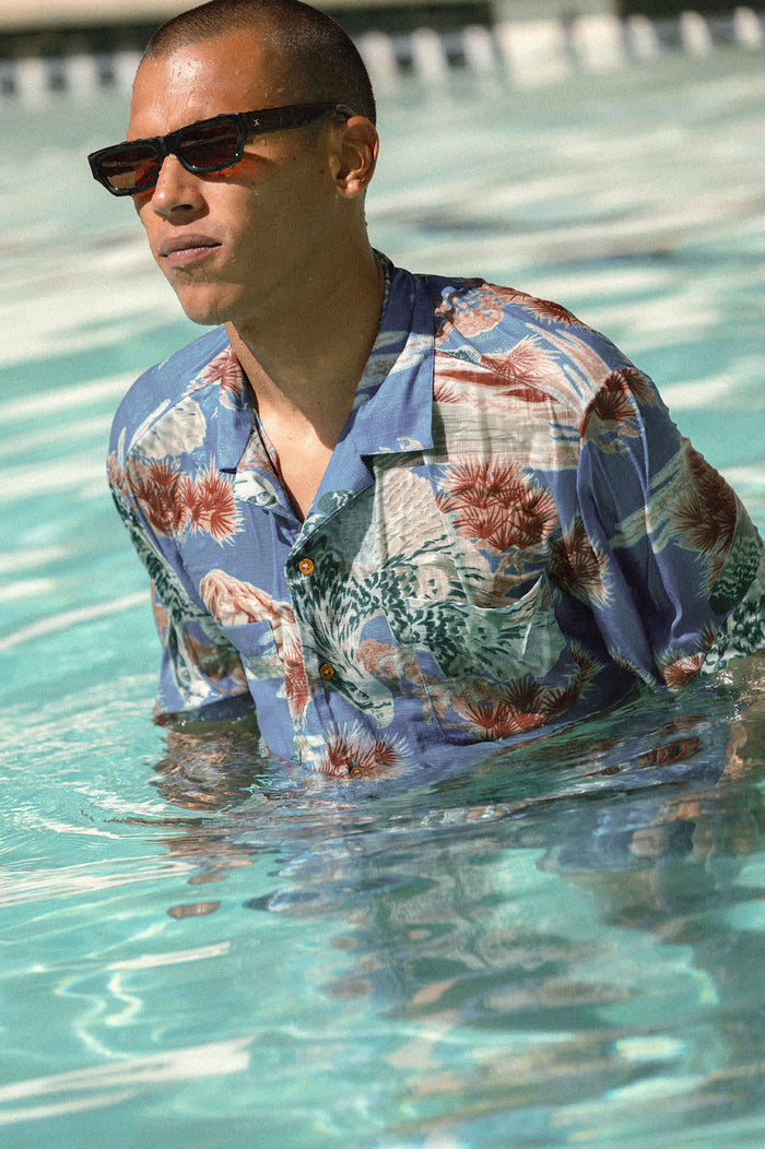 Men's Rainier X Brixton Short Sleeve Shirt in the color Blue Sky - Men's Lifestyle image