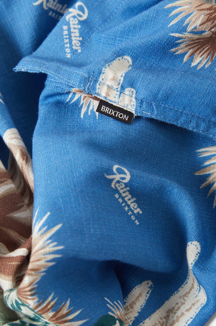 Men's Rainier X Brixton Short Sleeve Shirt in the color Blue Sky - Additional Laydown image