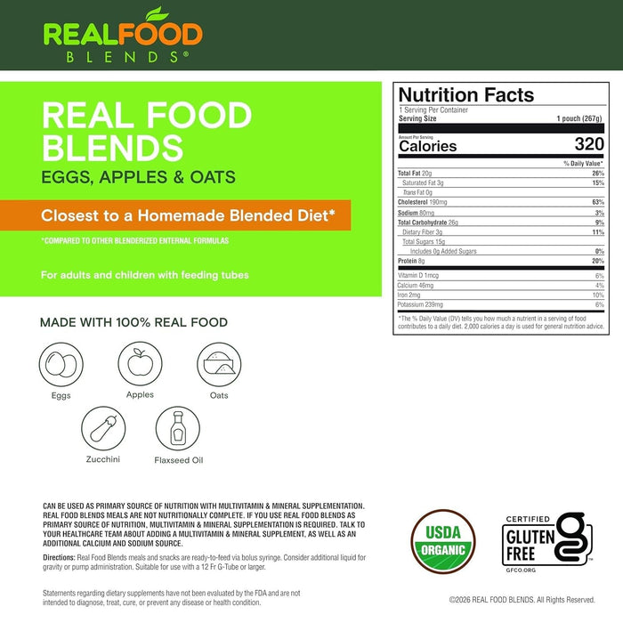 Real Food Blends Tube Feeding Formula, Eggs, Apples & Oats, 9.4 oz - 176989-Single - LL Medico