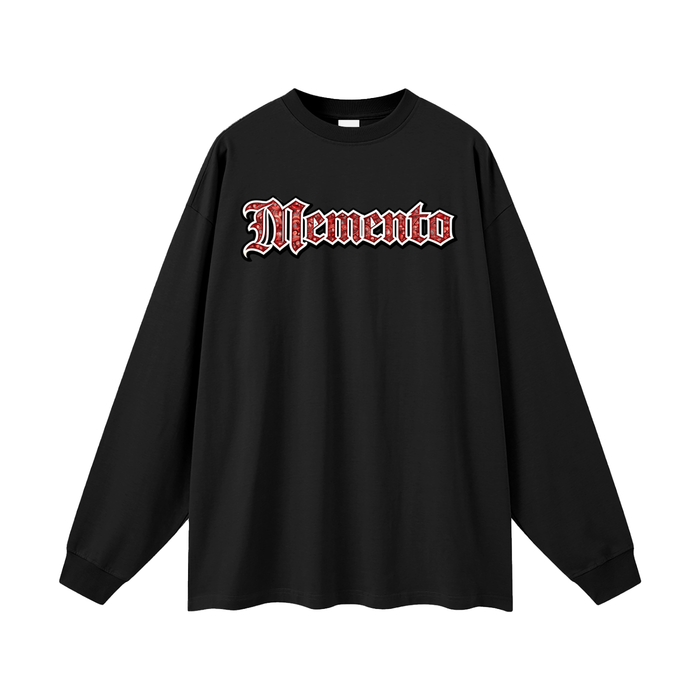 Red Paisley Logo Oversized Unisex Long Sleeve T-Shirt - Memento Mori Clothing