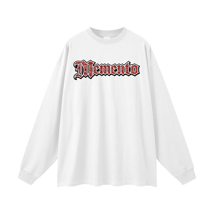 Red Paisley Logo Oversized Unisex Long Sleeve T-Shirt - Memento Mori Clothing