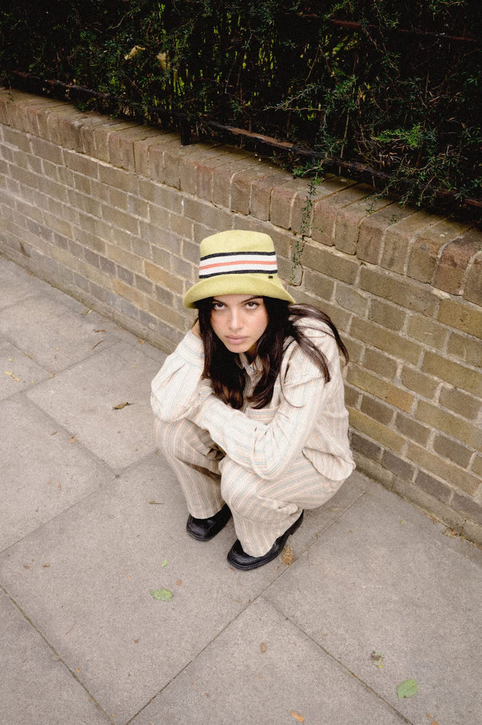 Unisex Redding Knit Packable Hat in the color Green Multi Stripe - Women's Lifestyle image