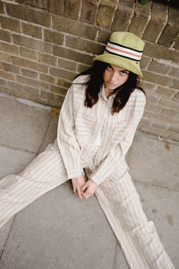 Unisex Redding Knit Packable Hat in the color Green Multi Stripe - Women's Lifestyle image