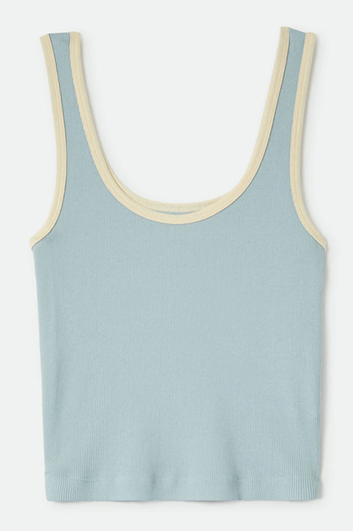 Women's Ringer Organic A-Tank in the color Sea Grass/Waxed Paper - Front Product View