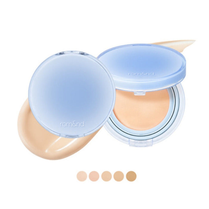 ROMAND Bare Water Cushion is a lightweight and hydrating cushion foundation that provides smooth coverage while keeping your skin moisturized. Infused with Hyaluronic Acid and Niacinamide, it brightens and hydrates the skin, leaving a fresh and dewy finish. With SPF protection and a blend of nourishing ingredients like Panthenol and Ceramide, this cushion helps to protect and soothe the skin throughout the day. Perfect for achieving a natural, radiant complexion while maintaining long-lasting mo