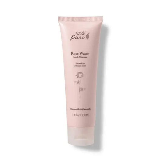 Rose Water Gentle Cleanser 100ml tube for sensitive skin, infused with natural rose extract, 100% pure formula.