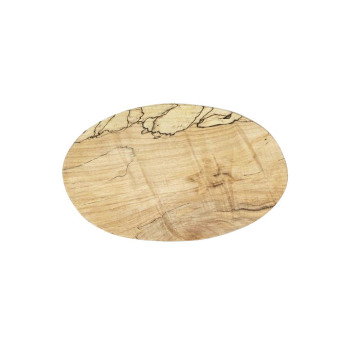 The ROUND SPALTED BOARD 20 by PETERMANS BOARDS & BOWLS INC is a wood-grained oval board crafted from upcycled wood.