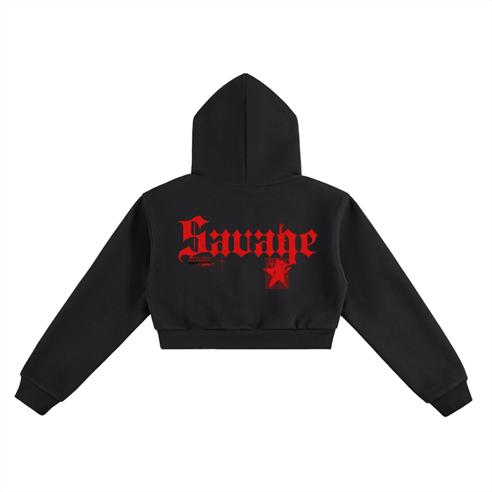Savage Cropped Hoodie - Memento Mori Clothing